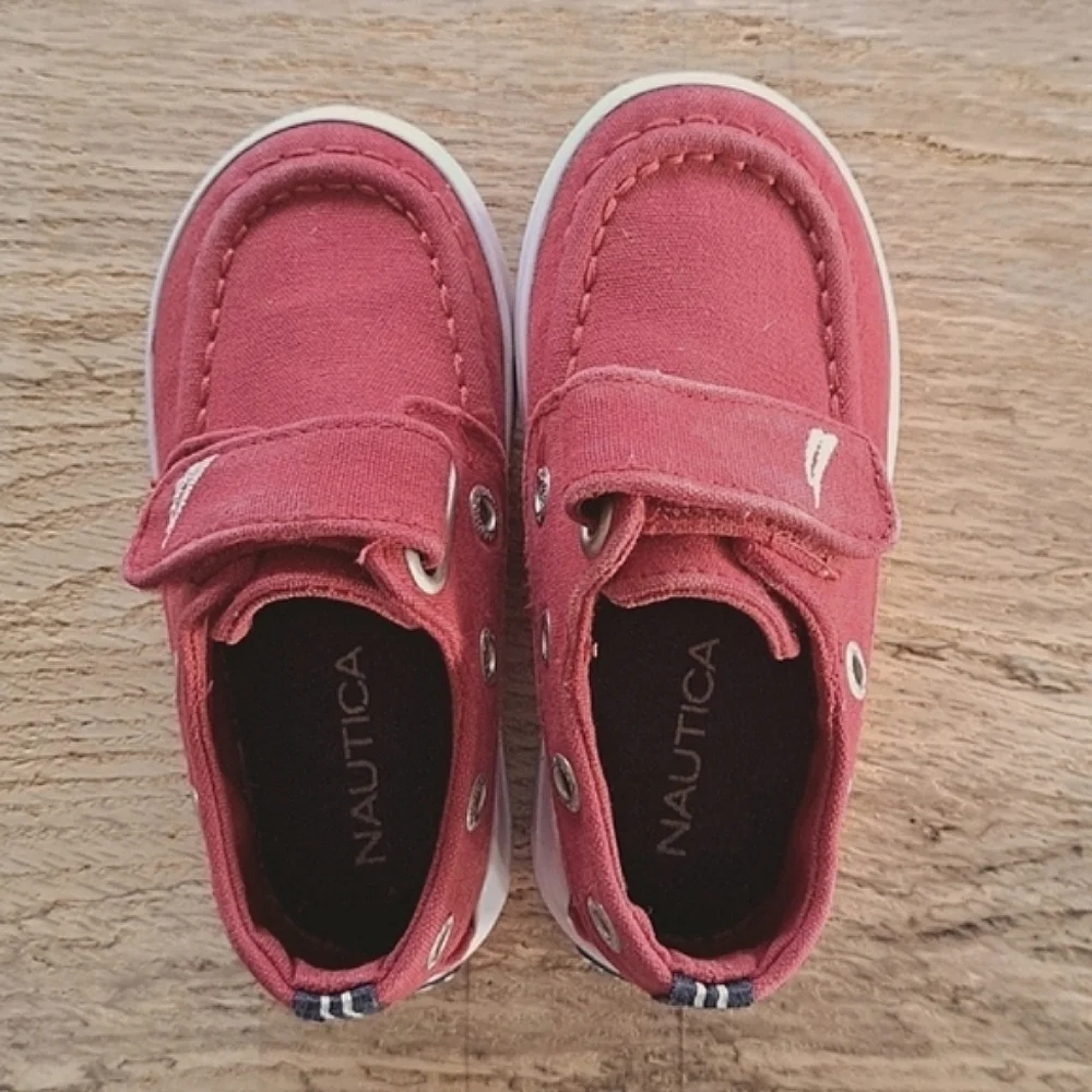 Nautica Baby Infant Velcro Strap Red Causal Loafers Nautical Boat Shoes
